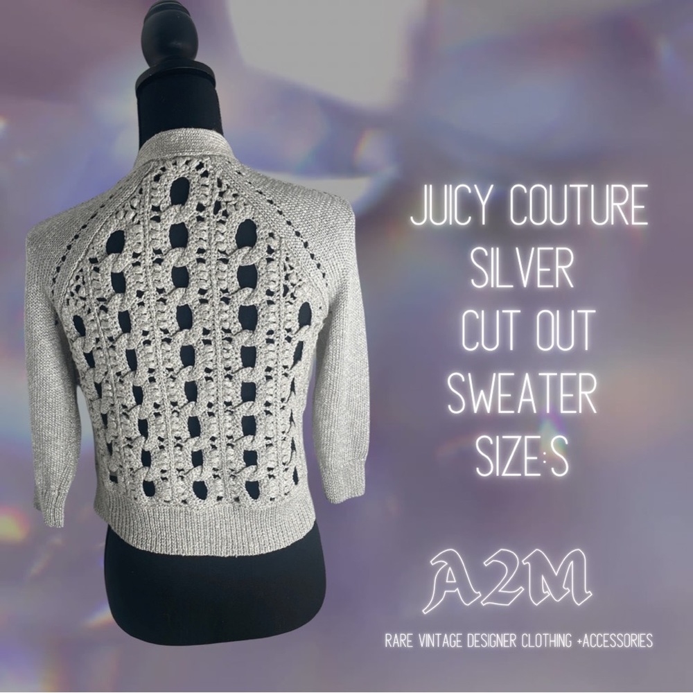 Juicy Couture Silver Knit Cut-Out Sweater Size S